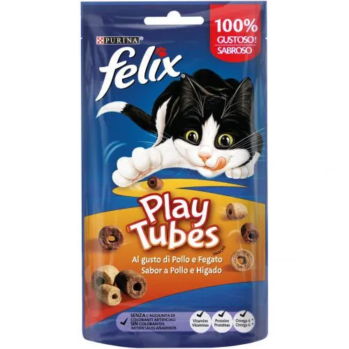 FELIX Feline Play Tubes Pollo e Hígado 8x50gr: Delicia para Gatos