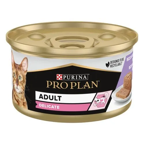 PRO PLAN Feline Lata Delicate Pavo 24x85gr: Nutrición Premium para Gatos Sensibles