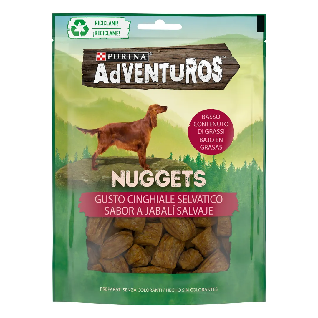 Deliciosos Nuggets de Jabalí Salvaje para Perros ADVENTUROS - Pack 6x90gr