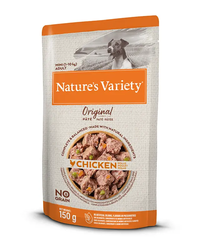 Paté de Pollo para Perros Adultos Mini - Nature's V Original 8x150gr