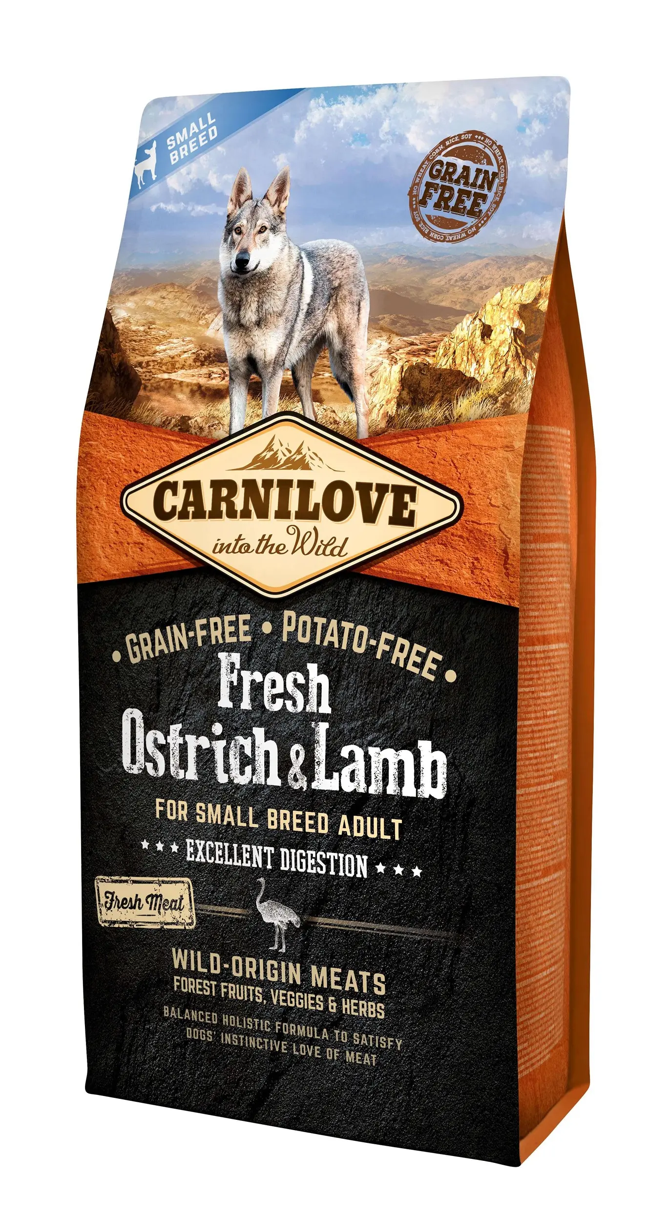 Pienso Carnilove Adulto Pequeño Avestruz y Cordero 6kg para Perros
