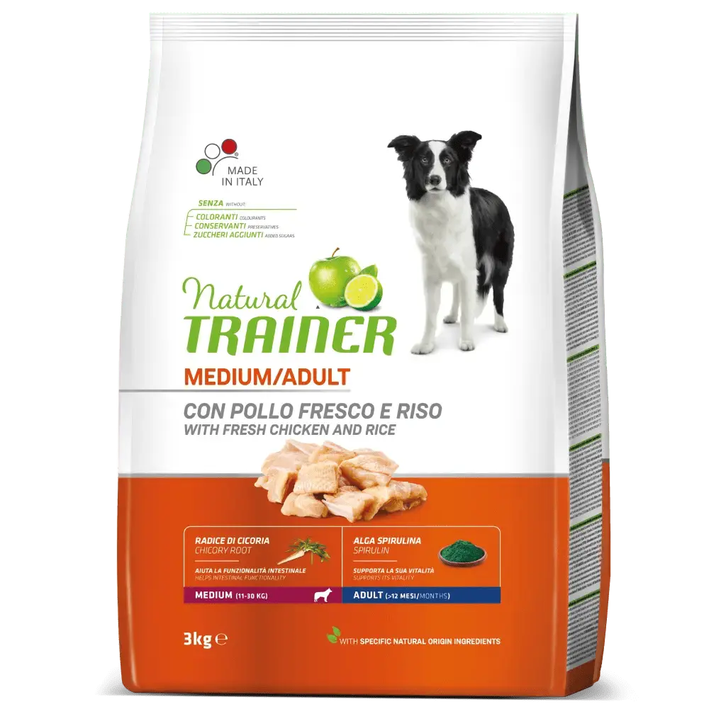 Pienso Natural Trainer para Perros Adultos Medianos de Pollo 3kg - Nutrición Óptima
