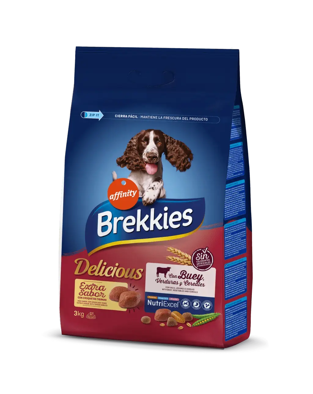 Brekkies Canine Adulto: Deliciosa Comida de Ternera 3kg para Perros
