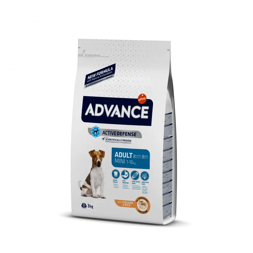 Pienso ADVANCE Canine Adulto Mini Pollo y Arroz 3kg - Nutrición Óptima para Perros Pequeños