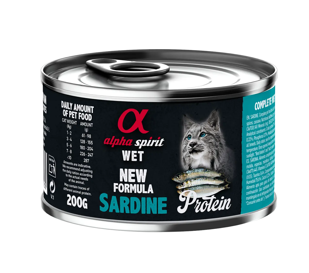 Compra ALPHA SPIRIT Feline Sardina: Pack 6 Latas de 200g para Gatos
