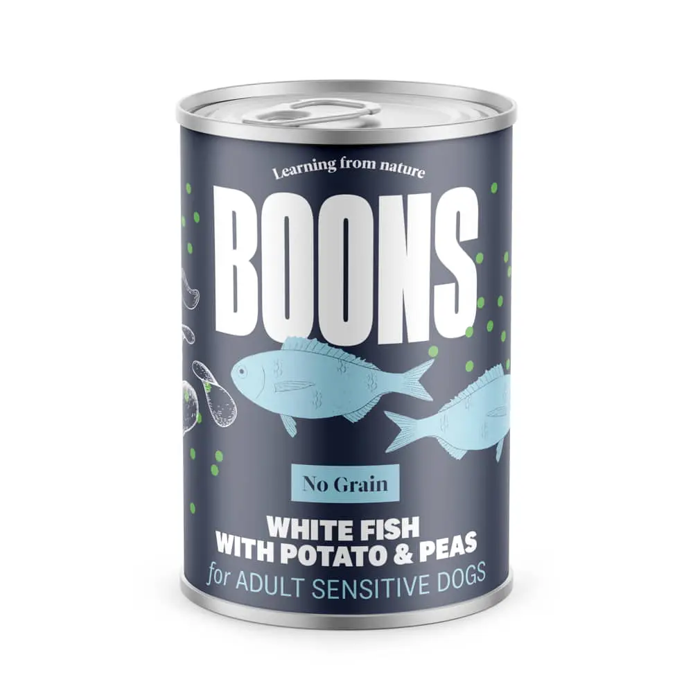Comida para Perro Adulto BOONS: Pescado Blanco y Patata en Lata 6x400g