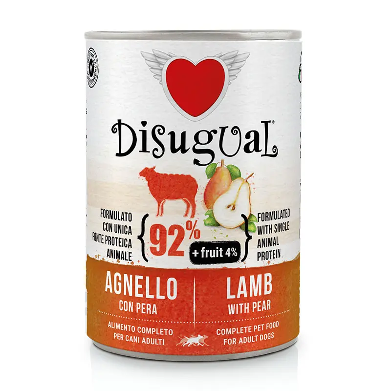 Comida para Perros DISUGUAL Fruit Dog Cordero y Pera 6x400g - Nutrición Saludable
