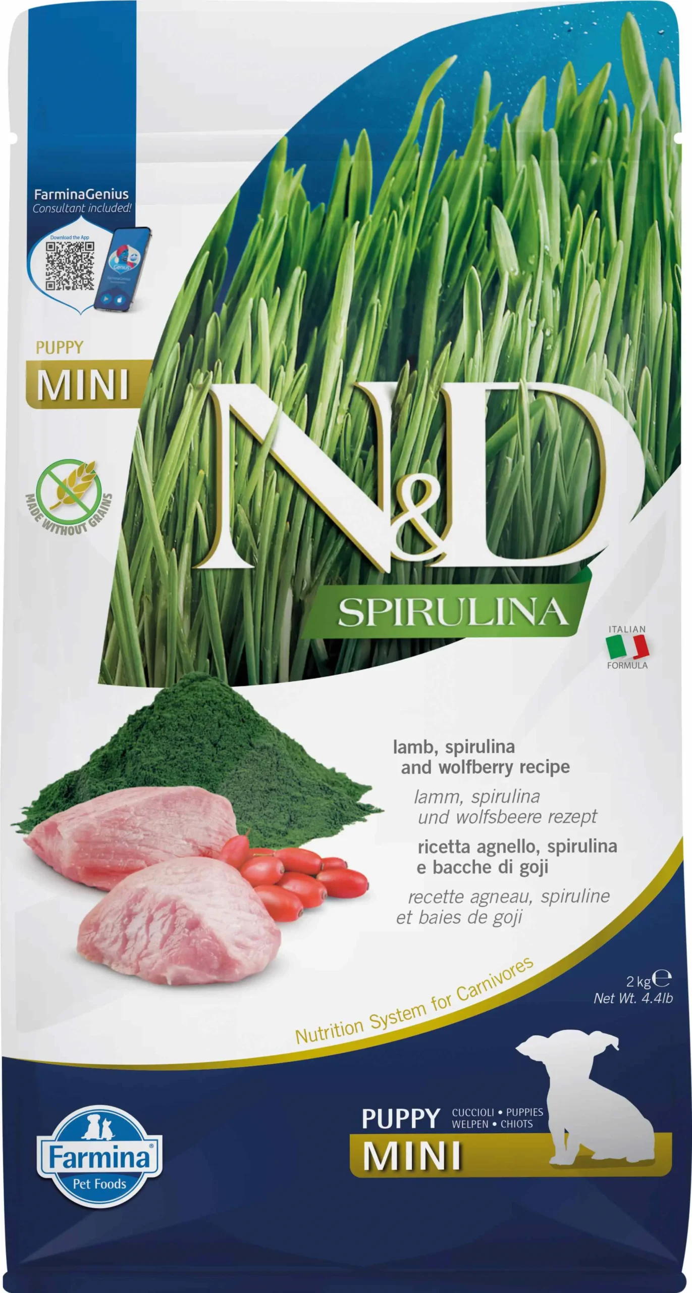 Alimento para Cachorros Mini Farmina ND Spirulina y Cordero 2kg