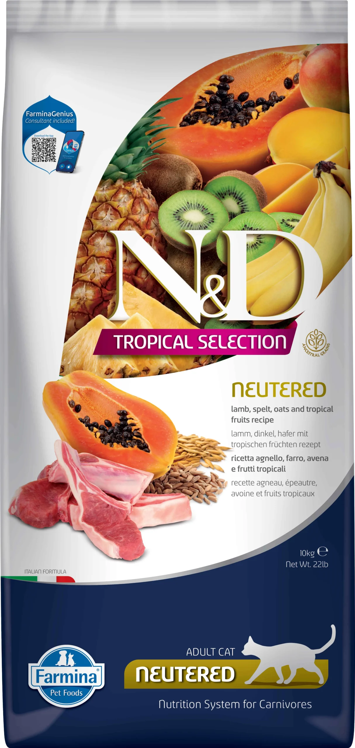 Pienso Farmina ND Tropical para Gatos Esterilizados de Cordero 10kg - Nutrición Óptima