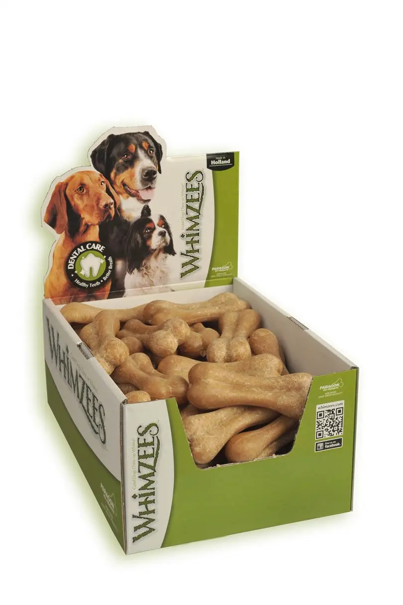 Caja de 23 Huesos de Arroz WHIMZEES para Perros Grandes L/XL – Mejora Dental y Diversión Asegurada