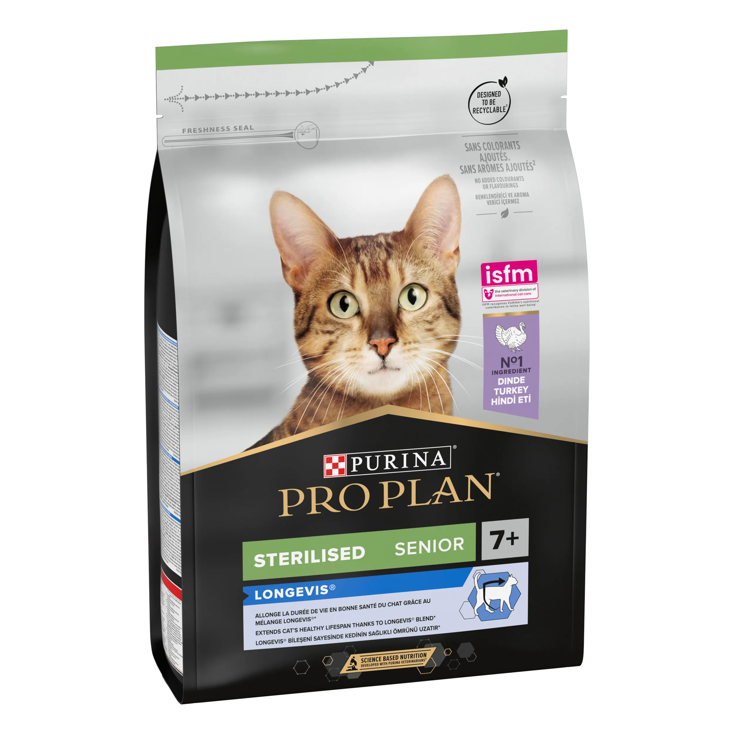 PRO PLAN Feline Adult Sterilised 7+ Pavo 3kg - Alimento Seco para Gatos con Piel Sensible y Sin Aditivos Artificiales