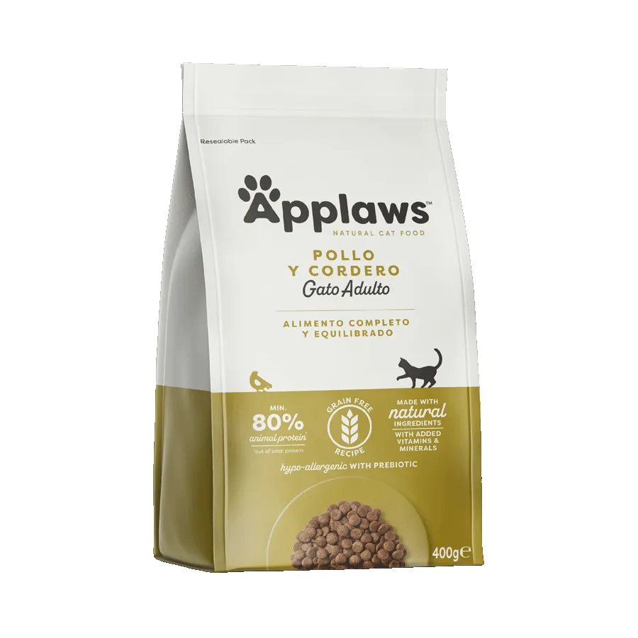 Applaws Cat Dry Food Pollo y Cordero 400g - Pienso Natural sin Cereales para Gatos Adultos