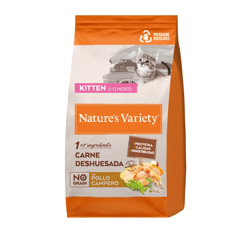 Nature’s Variety Cat No Grain Kitten Pollo 3kg - Alimento Seco y Saludable para Gatitos