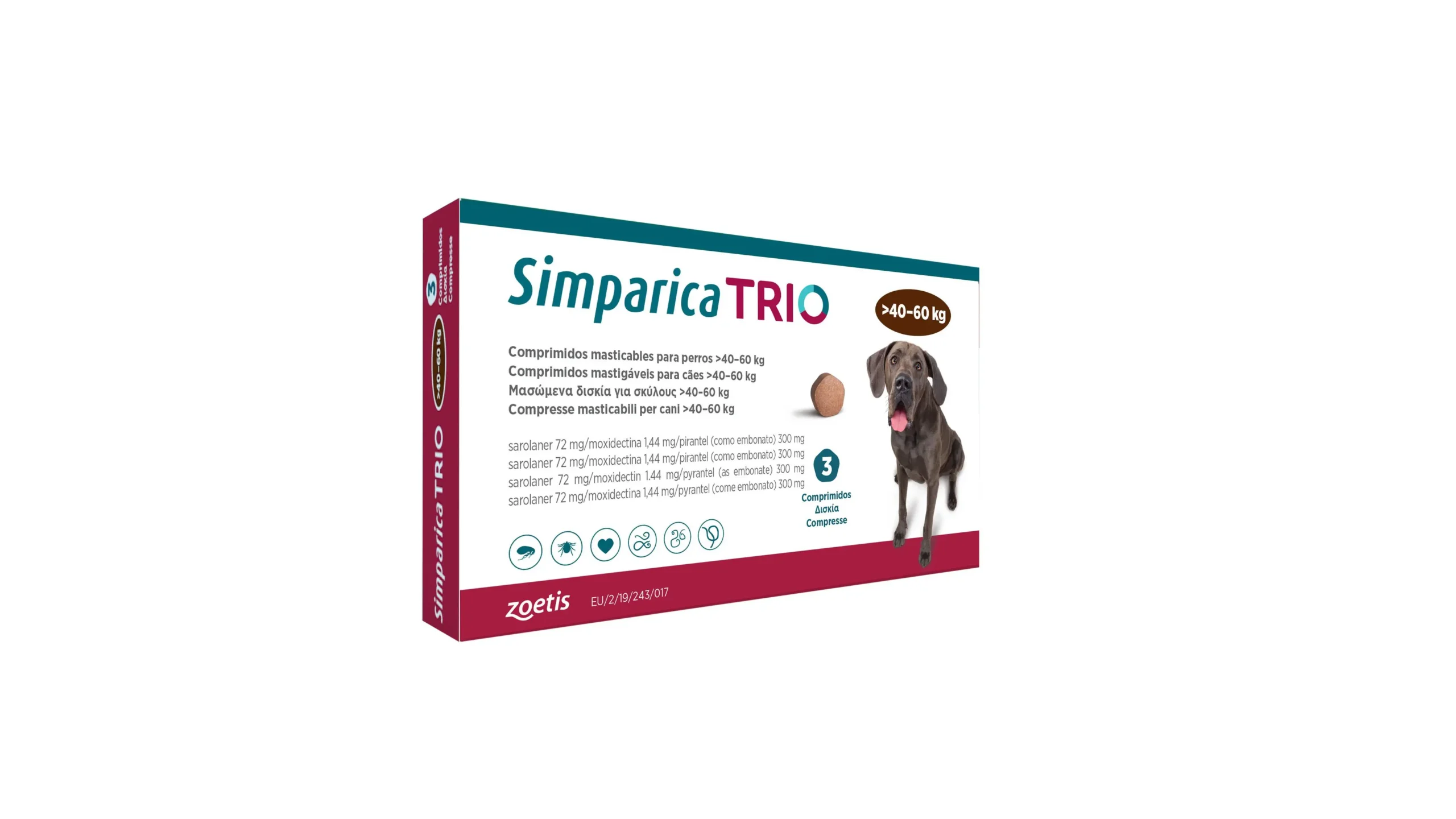 Simparica Trio 40-60 kg – Antiparasitario para Perros | Pulgas