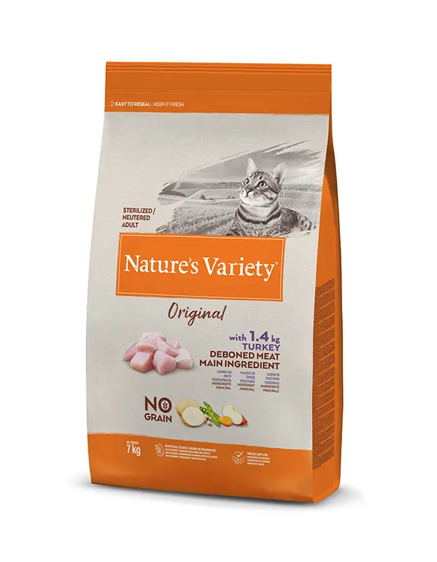Nature’s V Original Feline Adult Steril Pavo 7kg - Alimento Seco Saludable para Gatos Esterilizados