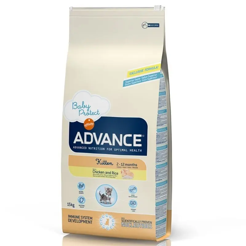 Advance Feline Kitten Pollo y Arroz 400g - Alimento Seco Saludable para Gatos