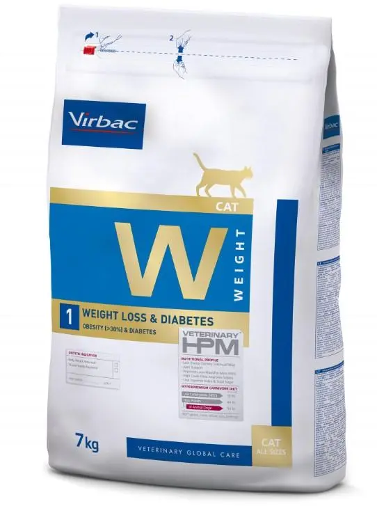 Virbac HPM Feline W1: Alimento para Pérdida de Peso y Diabetes en Gatos - 7kg