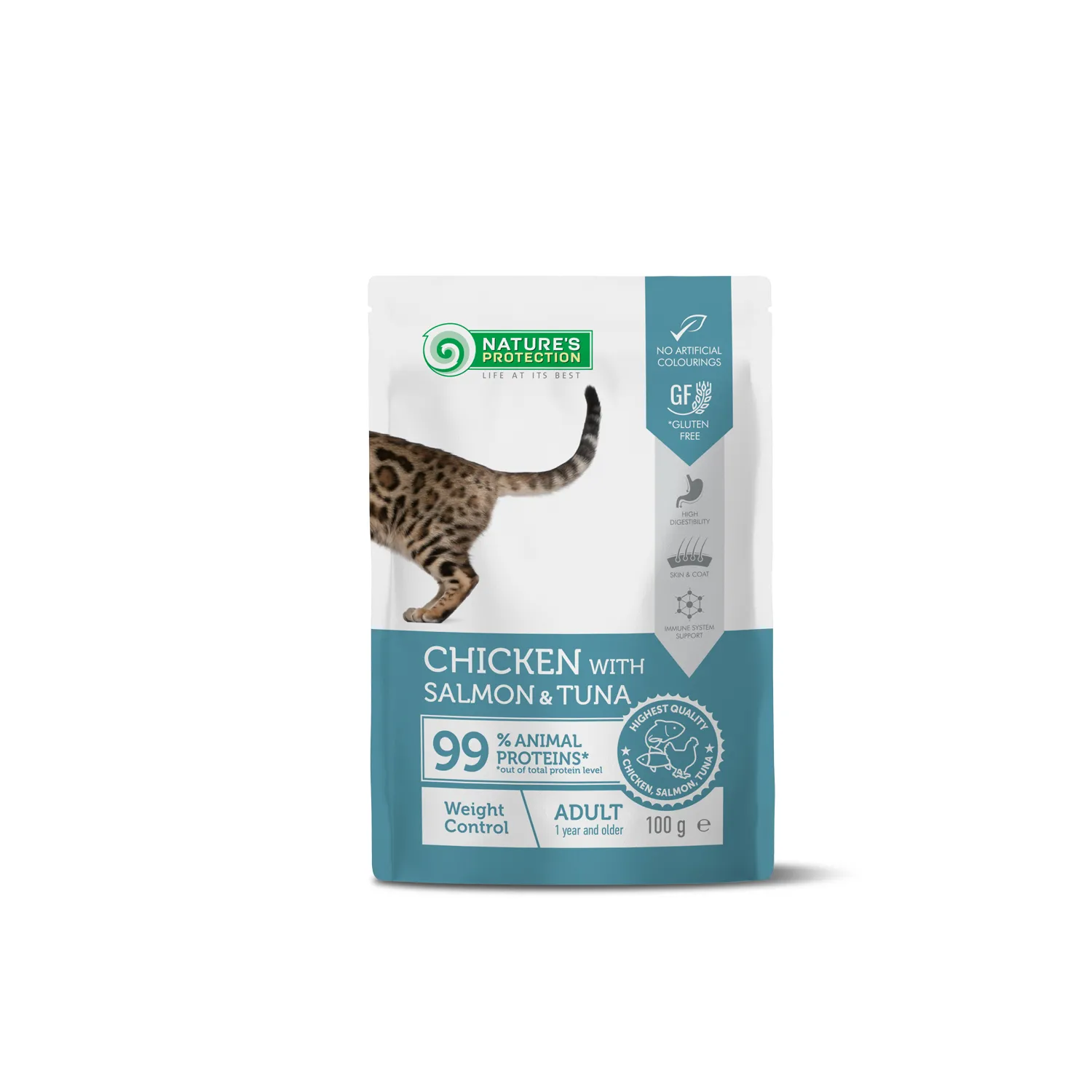 Nature’s P Detox Control de Peso para Gatos - Pollo, Salmón y Atún 100g | Comida Húmeda Saludable